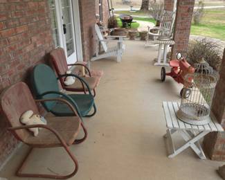 Patio Furniture - Metal Rustic Lawn Chairs, Wood Chairs, Tables, Porch Swing