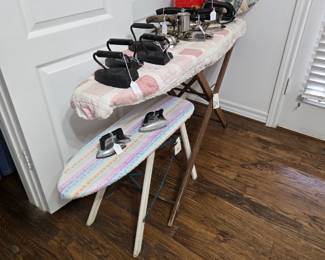 Vintage Ironing board and irons