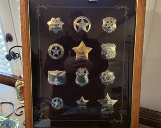 Franklin Mint (12) Sterling Silver Western Lawmen Badges-One badge plated with 24k Gold
