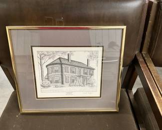 Framed Grouseland Home of Willam H. Harrison Drawing Print