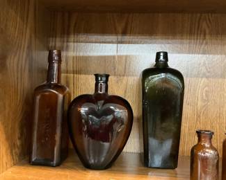 Paine's Celery Bottle - Heart Shaped Brown Bottle - Geneva J.A.J. Nolet Gin Bottle