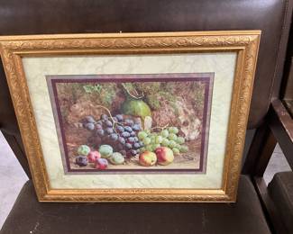 Framed "Still Life of Fruit and a Basket" by George Clare Print