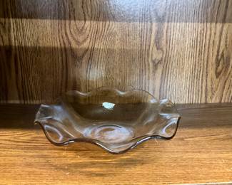 Jeanette Carnival Glass Ruffled Edge Bowl