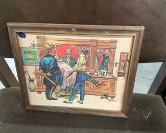 Framed Barber Shop Print by HB Hilder 1974