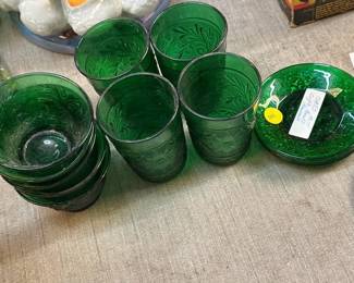 vintage green glassware
