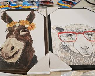 DONKEY AND SHEEP PICTURE DECOR