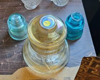 VINTAGE INSULATORS AND GLASS BELL