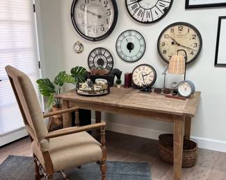 Wood Table/Desk ~ R.H. Burlap Armchair