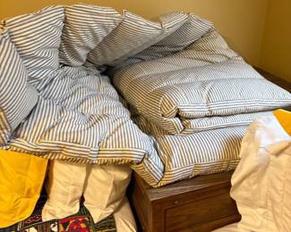 Vintage feather tick mattress.  