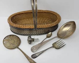 62 SterlingSilverFlatware800SilverSpoonWovenBasketSet