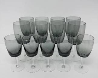 4 MCMSmokeTintedStemwareSetof135Small8Large