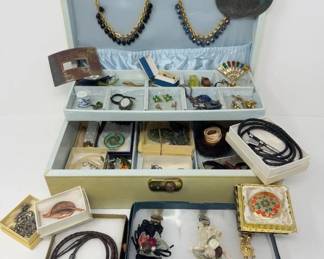 95 BoxFullofVintageTreasures14KGoldSilverTrifariMinkMore