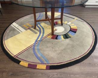 1 ModernAbstractRoundWoolRugGeometricDesignHandcraftedinIndia
