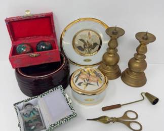 112 VintageCollectiblesLotChokin24KtTrinketBoxSnuffBottle