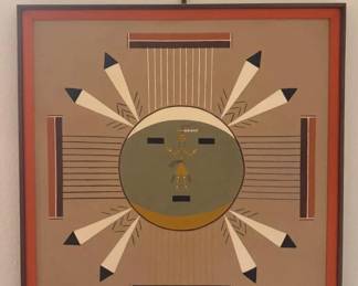 42 VintageWilsonPriceSandArt1973MCMFramewOrangeFabricMat
