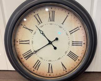 70 LargeVintageStyleWallClockRomanNumeralsDistressedFinish