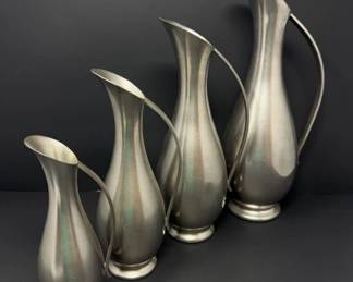 79 MCMRoyalHollandPewterEwerSet4PieceCollectioninVaryingSize
