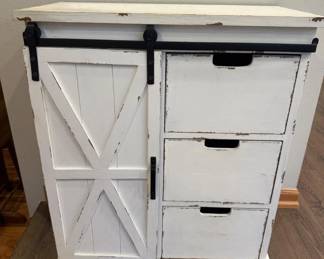 87 RusticFarmhouseStyleCabinetWhiteWoodStoragewSlidingDoor