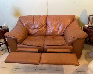 Double reclining loveseat, leather