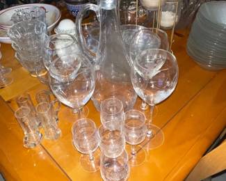 Beautiful wine decanter set with etched designs