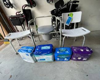 Elder care, potty chair to shower, chairs, wheelchairs, and walkers one wheelchair with large wheels want a companion chair
