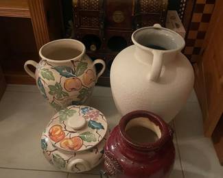 MANY pottery items, including outdoor POTS with plants