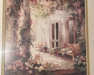 Very pretty arbor entry in shades of pink and green