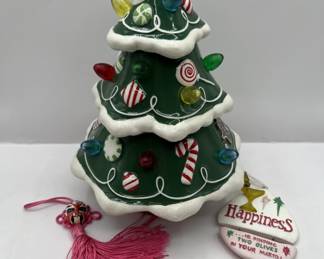 Lot 239 | Light Up Ceramic Christmas Tree, Ornaments