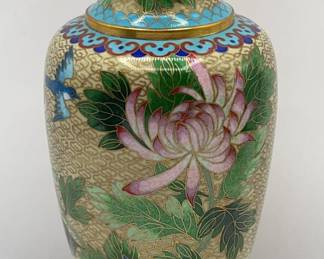 Lot 22 | 7" Chrysanthemum Cloisonné w Birds Chinese Vase