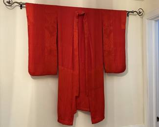 Lot 27 | Antique Red Silk Child's Kimono Japanese w Mount