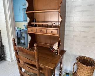 Lot 56 | Thin Profile Desk with Hutch & Chair
