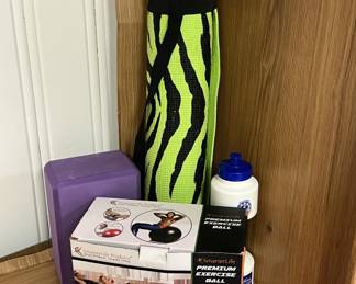 Lot 130 | Yoga Mat Brick Exercise Ball Water Bottle