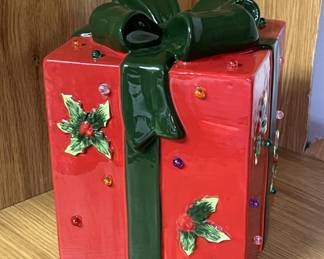 Lot 138 | Light Up Ceramic Christmas Present Decor