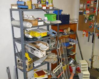 Everything that you see in this mess is for sale, including the shelving unit too