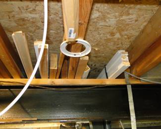 Sorry about this but it is going on repeat.  Look UP.  All the molding you see, all the trim pieces that you see, that are in the basement rafters, are FREE.  YES FREE.  You pick you chose you walk away with FREE Molding