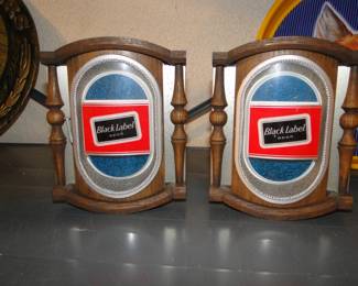Pair of Black Label Beer signs, smaller in size