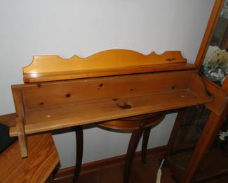 Two shelves on a table