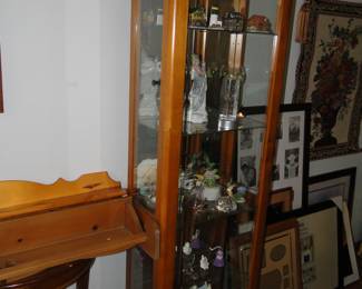 Large glass and wood curio cabinet
