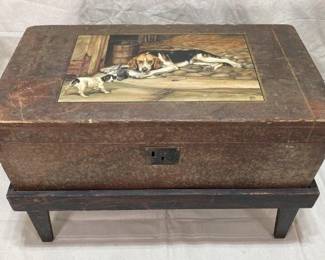 Painted Wooden Chest on Stand 