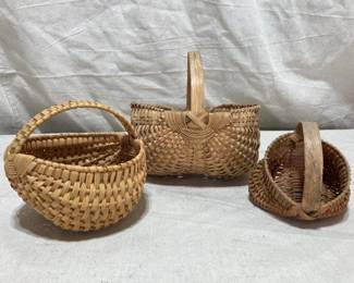 Three Vintage Buttock Baskets