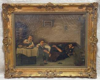 19th Century Continental School Oil on Canvas Artist Signed