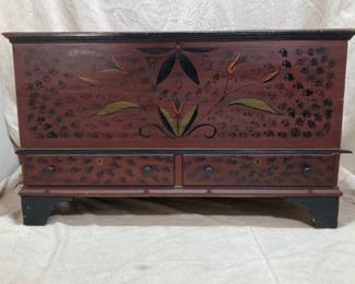 Polychromed Blanket Chest with Drawers