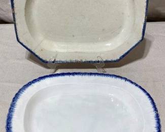 Two Leeds Ware Feather Edge Platters