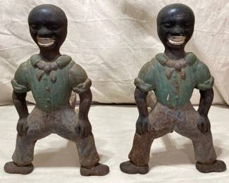 Black Americana Cast Iron Figural Andirons