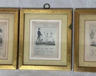 Asaph Willard, Three Hand-Colored Prints, 19th c.