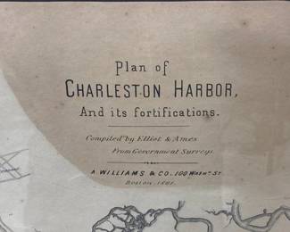 "Plan of Charleston Harbor and Its Fortifications" Compiled by Elliot & Ames Lithograph