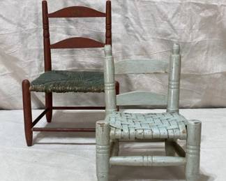 Two Miniature Painted Country Chairs