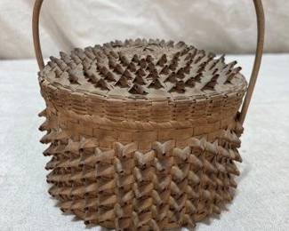 Iroquois Native American Covered Basket 