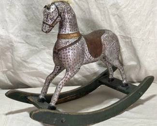 Antique Polychromed Rocking Horse