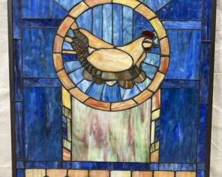 Stained Glass Hen on Nest Hanging Panel